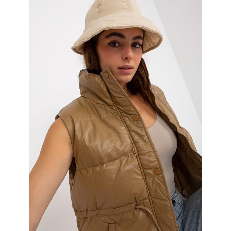 Női öko bőr páros mellény steppelt DECI barna