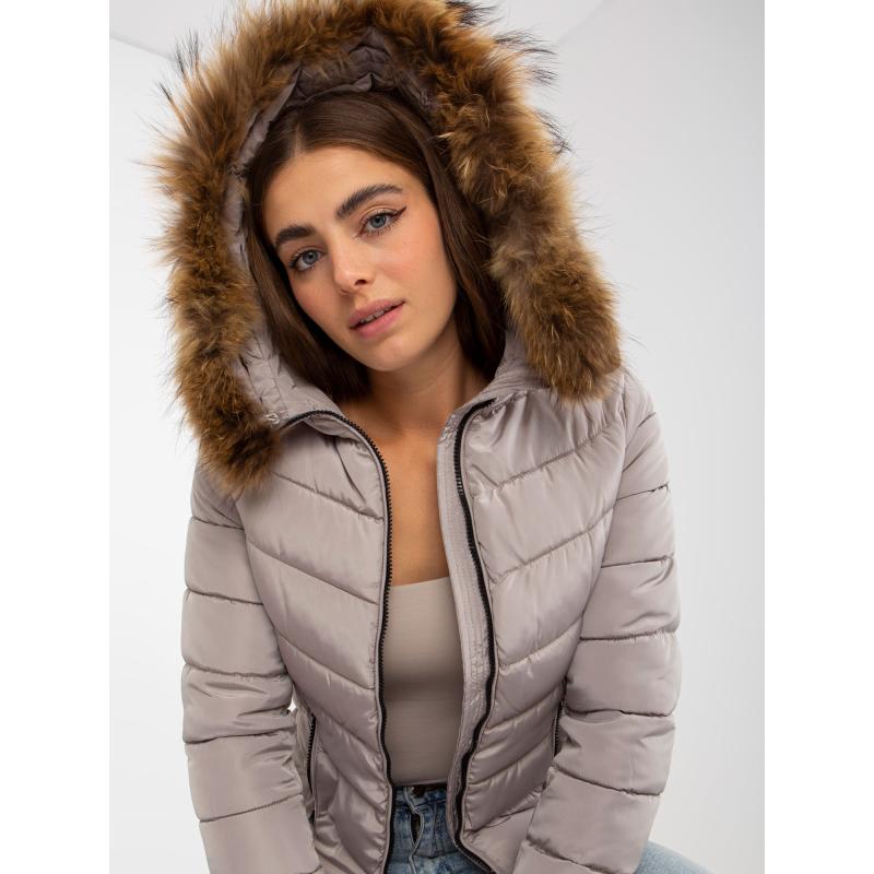 Dámská bunda s kapucí prošívaná přechodová PAGET tmavě béžová  