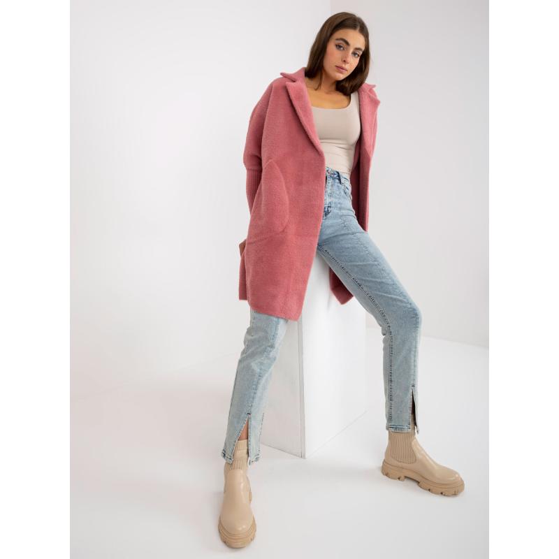 Női alpakka kabát EVELINE rózsaszínű