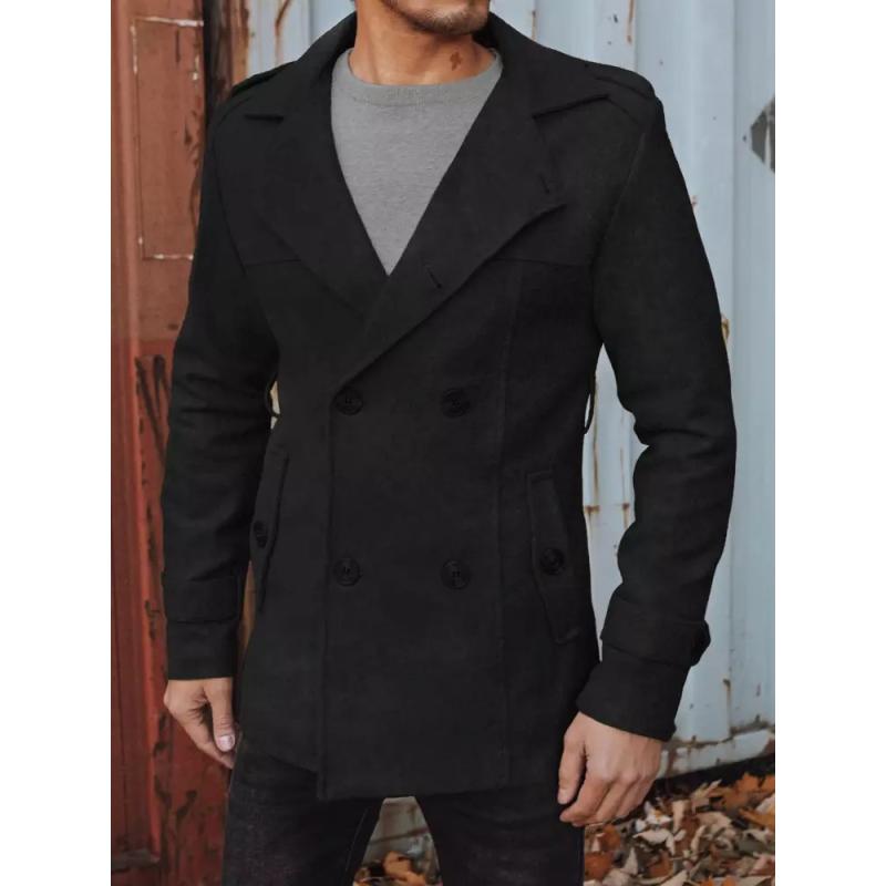 Pánsky kabát dvojradový STAN čierny