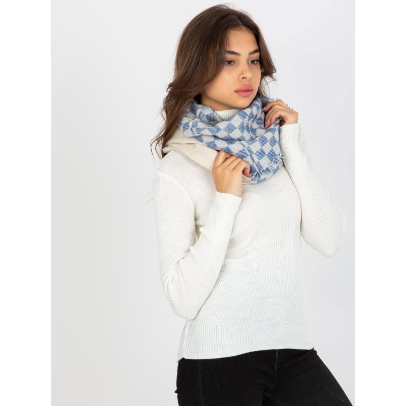 Dámský šátek kostkovaný ELLEN ecru-tmavě modrý 