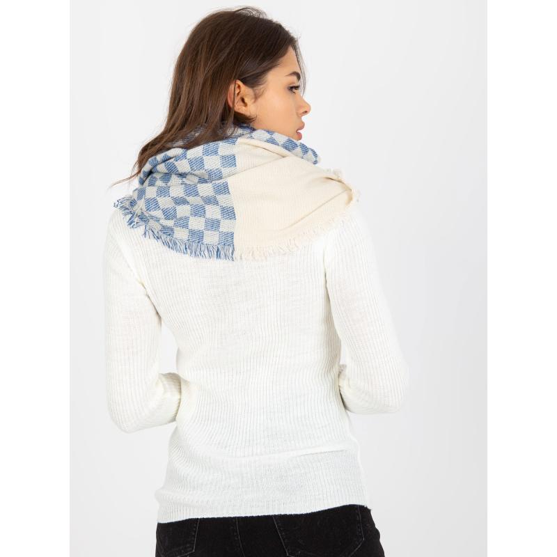 Dámský šátek kostkovaný ELLEN ecru-tmavě modrý 