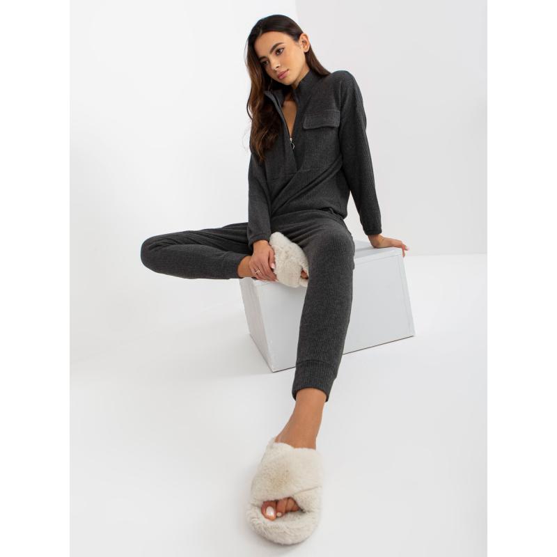 Dámské pyžamo s kalhotami pruhované JONELLE tmavě šedé 