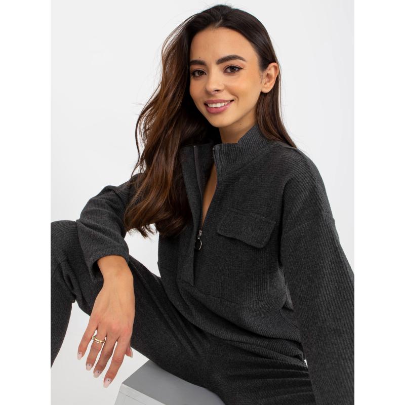 Dámské pyžamo s kalhotami pruhované JONELLE tmavě šedé 