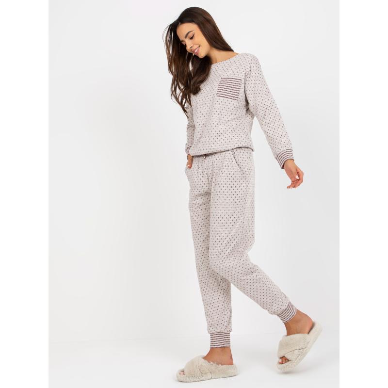 Dámské pyžamo s kalhotami PAMELLA světle béžové