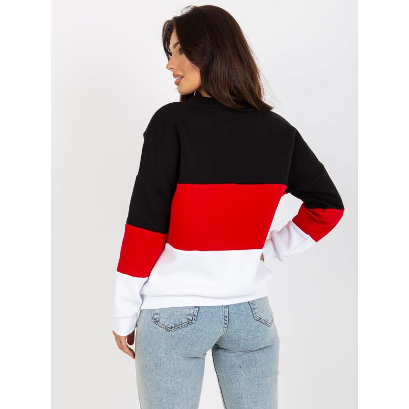 Női V-nyakú pulóver BASE piros és fehér
