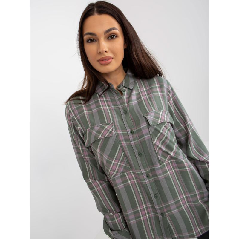 Női kockás ing zsebekkel HARLEE khaki khaki