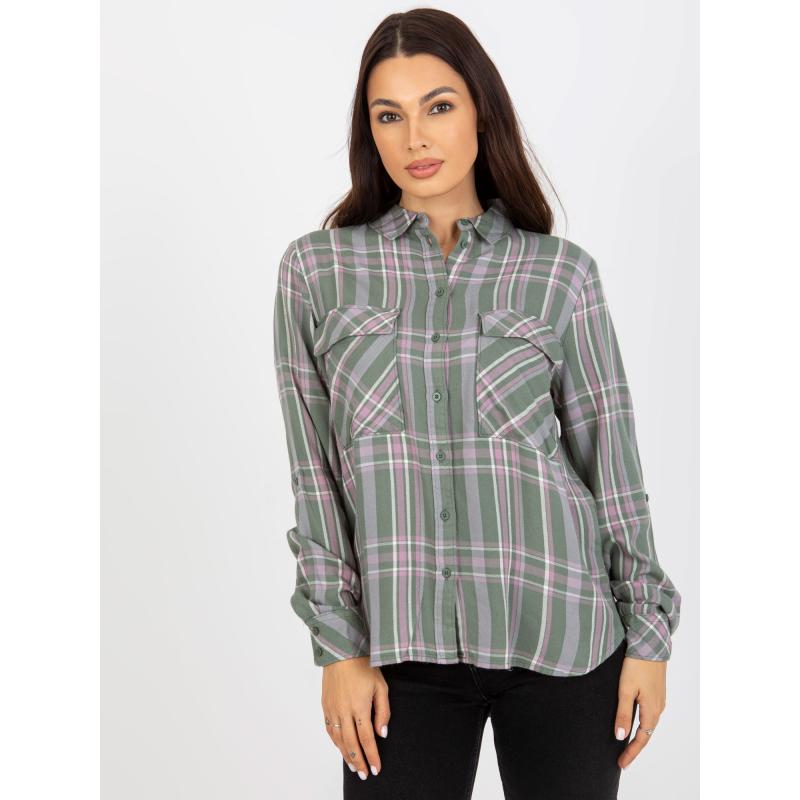 Női kockás ing zsebekkel HARLEE khaki khaki