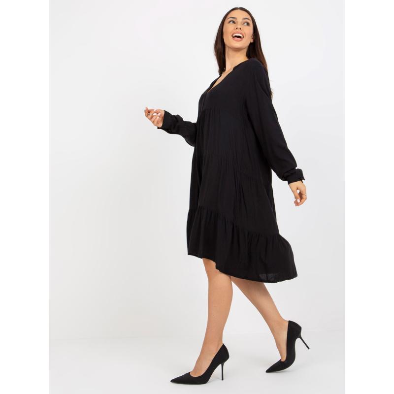 Dámské šaty s volánem a výstřihem do V SUBLEVEL černé 