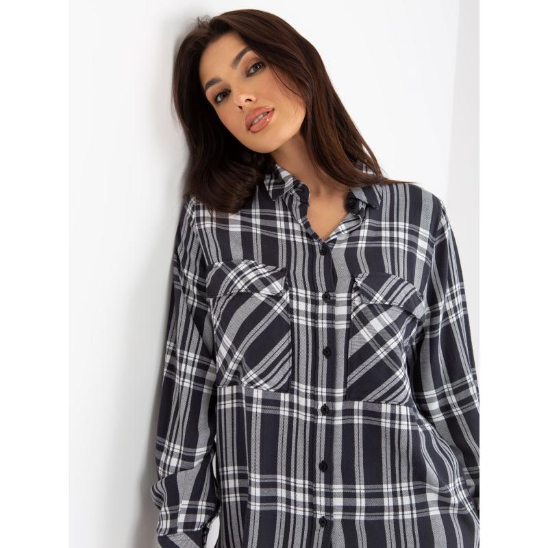 Női kockás viszkóz ing DAPHNE sötétszürke