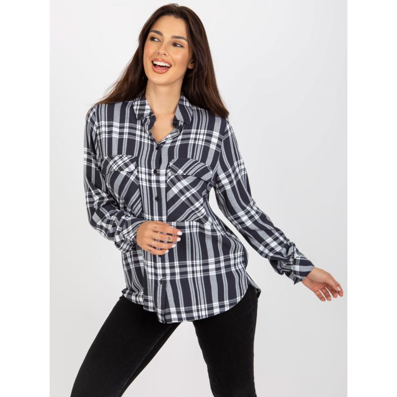 Női kockás viszkóz ing DAPHNE sötétszürke