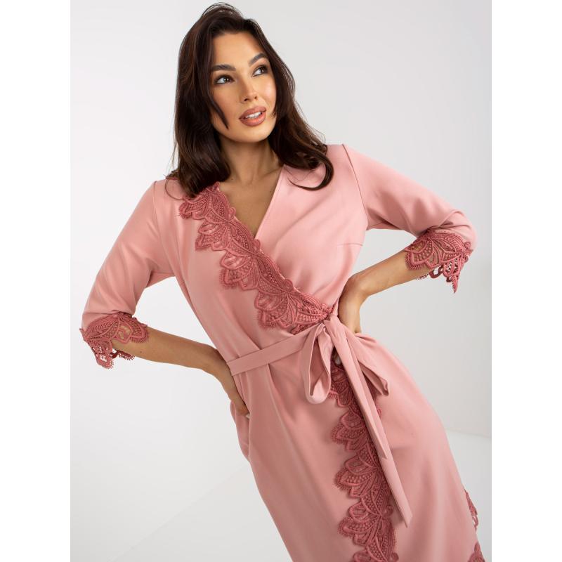 Dámske šaty s 3/4 rukávmi koktailové BLAIR ružové