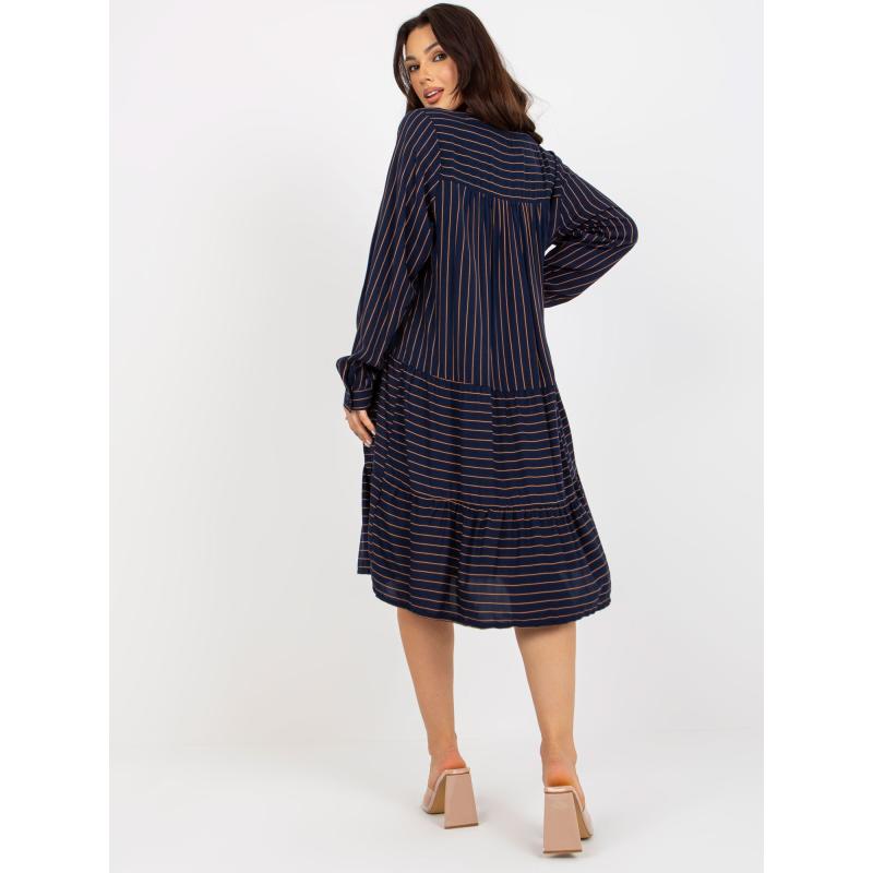 Női csíkos ruha SUBLEVEL tengerészkék