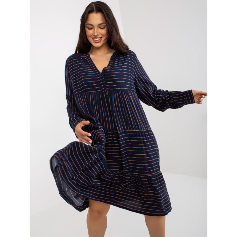 Női csíkos ruha SUBLEVEL tengerészkék