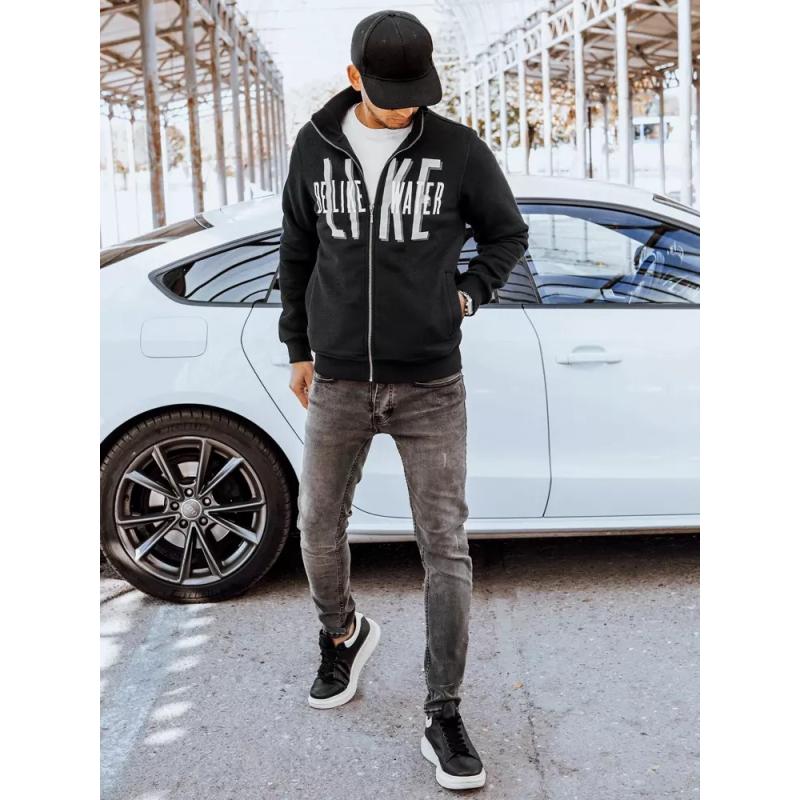 Férfi cipzáras melegítőfelső nyomtatott DARNELL fekete