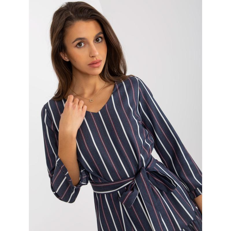 Női csíkos koktélruha KELLY tengerészkék