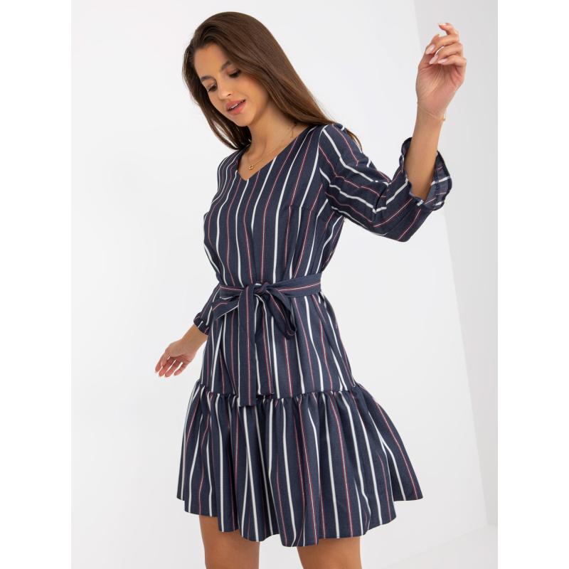 Női csíkos koktélruha KELLY tengerészkék