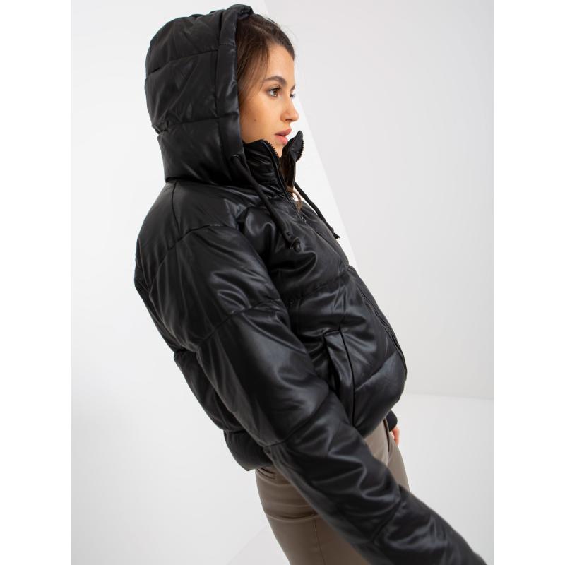 Dámská bunda z ekokůže s kapucí KINSLEY černá 
