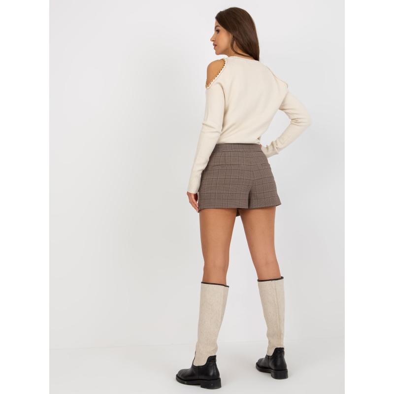 Dámský svetr s odhalenými rameny a dlouhými rukávy RIA světle béžový 