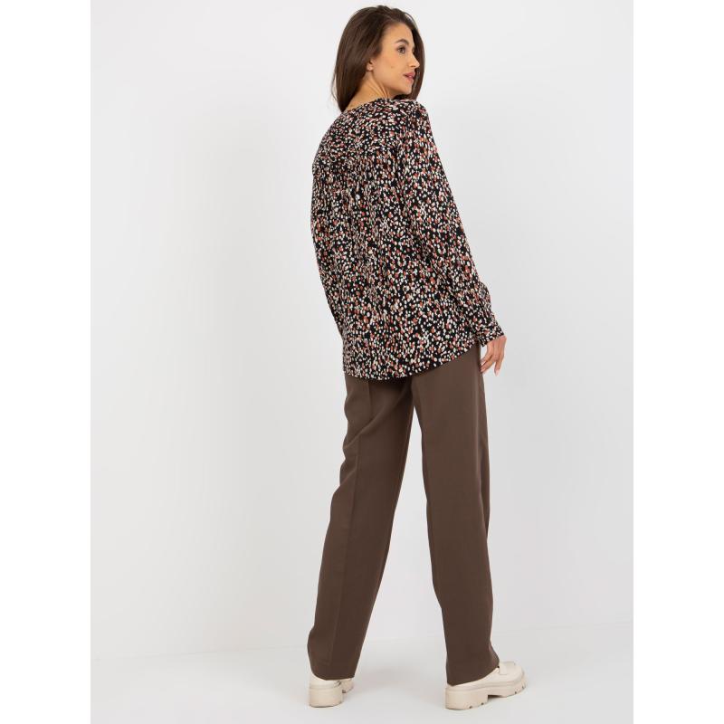 Dámská halenka s potiskem a výstřihem do V SUBLEVEL černá 