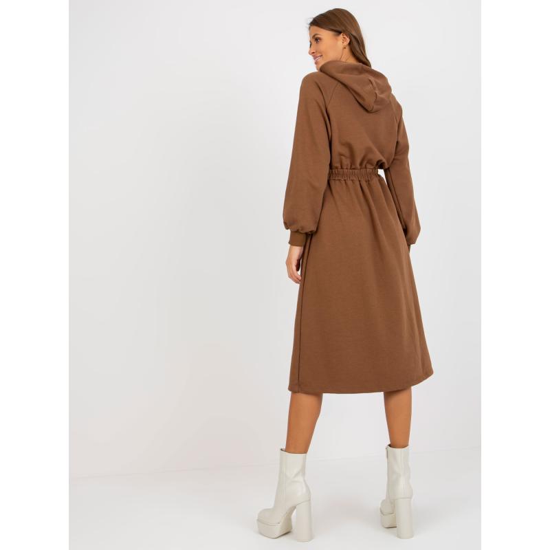 Dámské šaty s kapucí MARLENA hnědé 