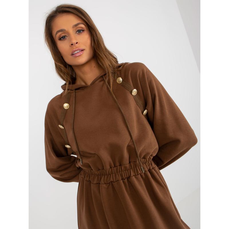 Dámské šaty s kapucí MARLENA hnědé 