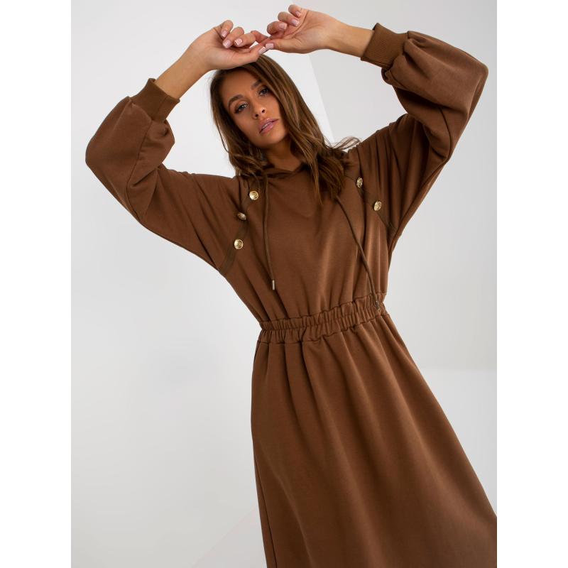 Dámské šaty s kapucí MARLENA hnědé 