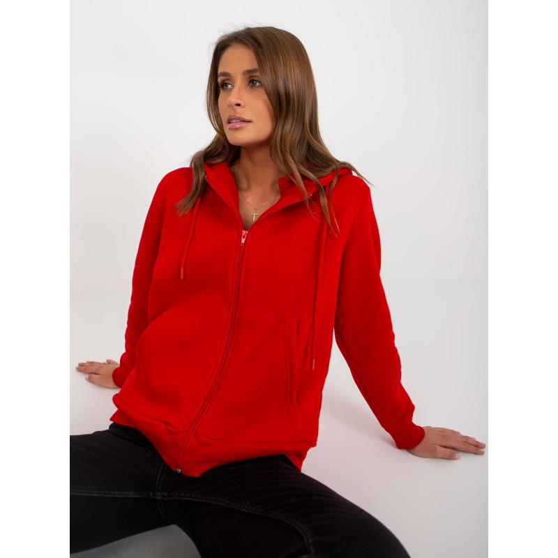 Dámská mikina basic s kapucí RUE PARIS červená 
