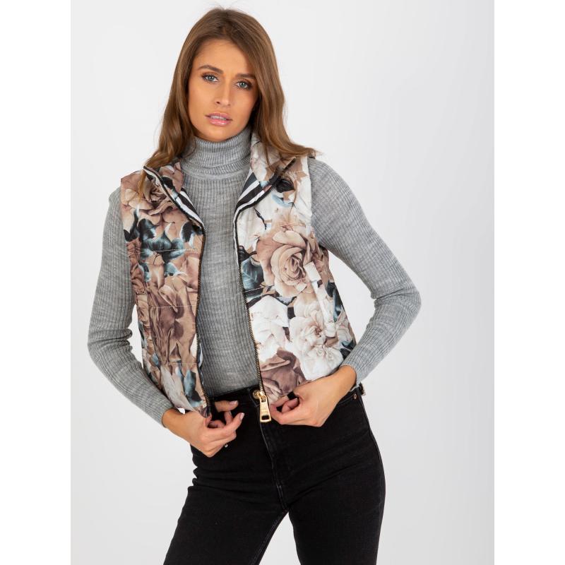 Dámská vesta prošívaná květinová RAHEL béžová 