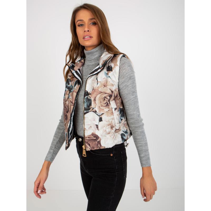 Dámská vesta prošívaná květinová RAHEL béžová 