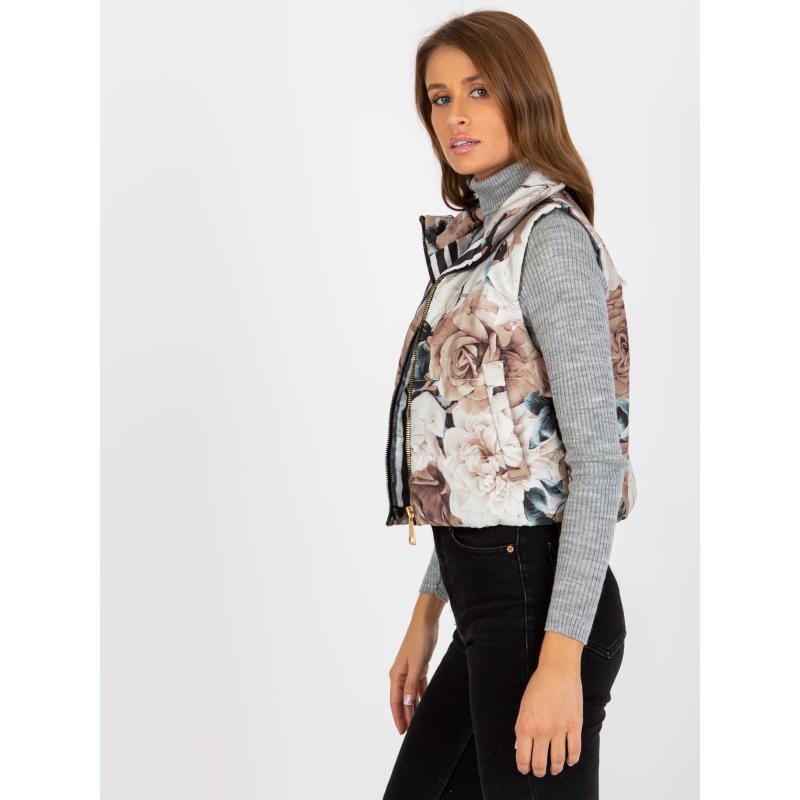 Dámská vesta prošívaná květinová RAHEL béžová 