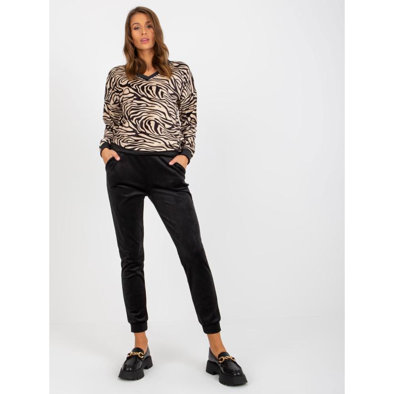 Női szett nadrággal RUE PARIS bézs-fekete