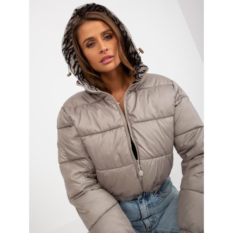 Dámská bunda s potiskem oboustranná prošívaná KEELAN tmavě béžová  