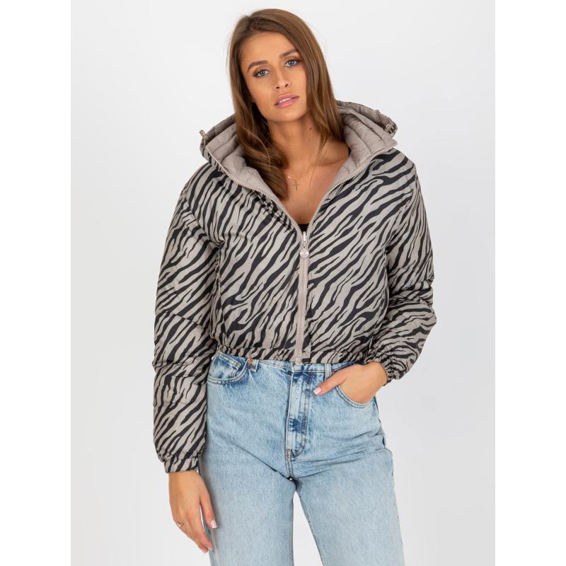 Dámská bunda s potiskem oboustranná prošívaná KEELAN tmavě béžová  