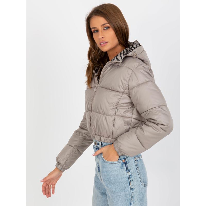 Dámská bunda s potiskem oboustranná prošívaná KEELAN tmavě béžová  