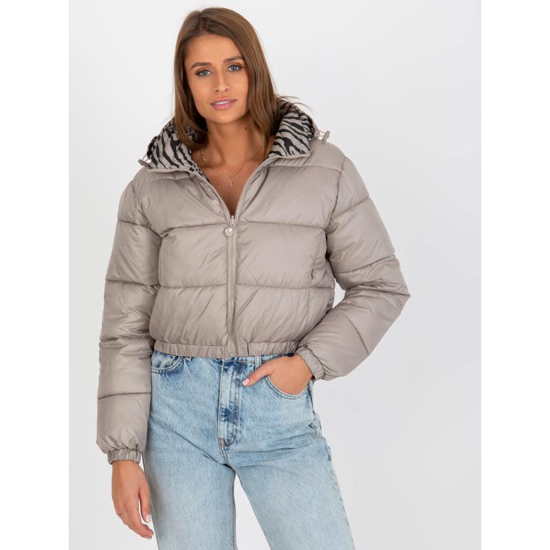 Dámská bunda s potiskem oboustranná prošívaná KEELAN tmavě béžová  