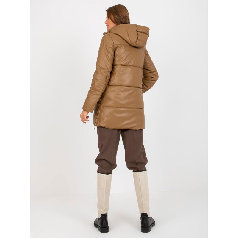 Dámská bunda z ekokůže zimní prošívaná GEMMA hnědá