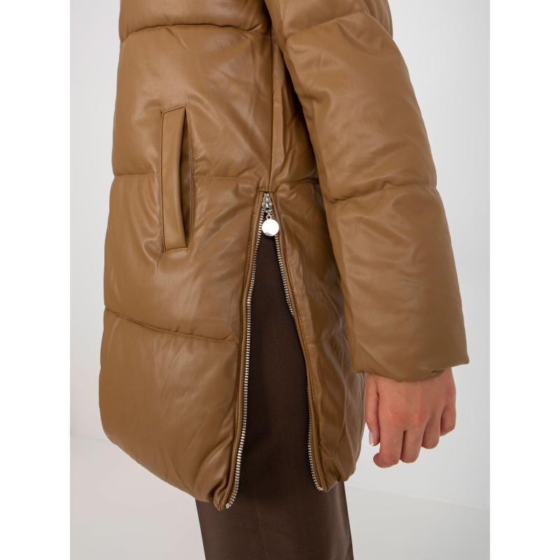 Dámská bunda z ekokůže zimní prošívaná GEMMA hnědá