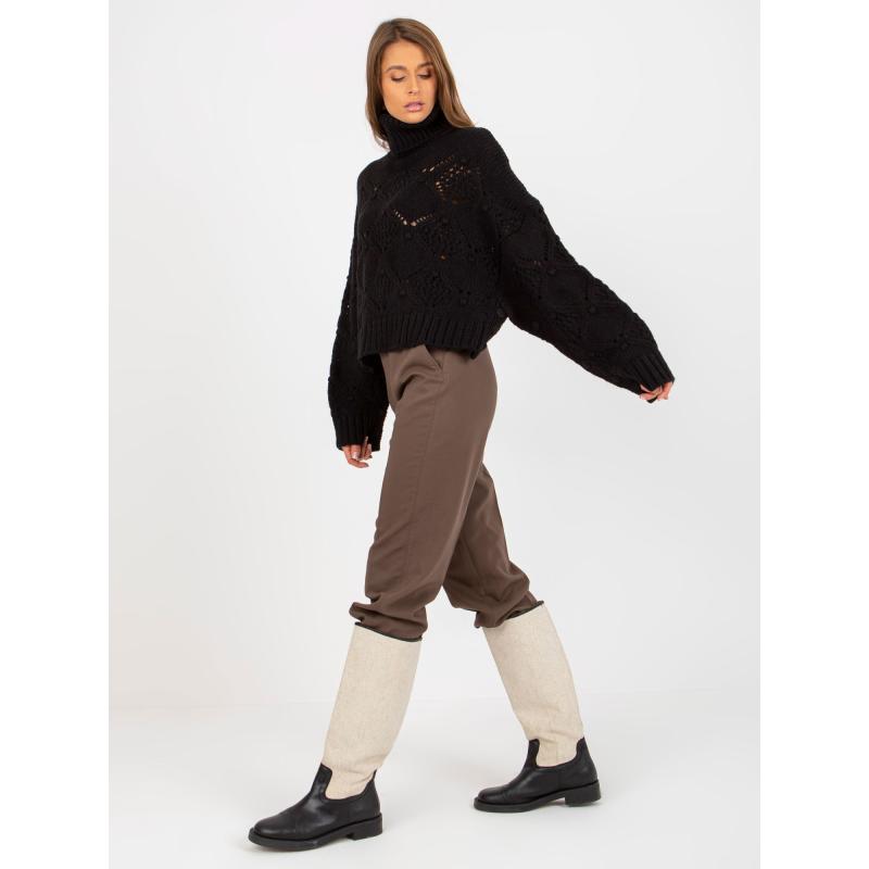 Dámský svetr s rolákem a vzorem CAYLIN černý 