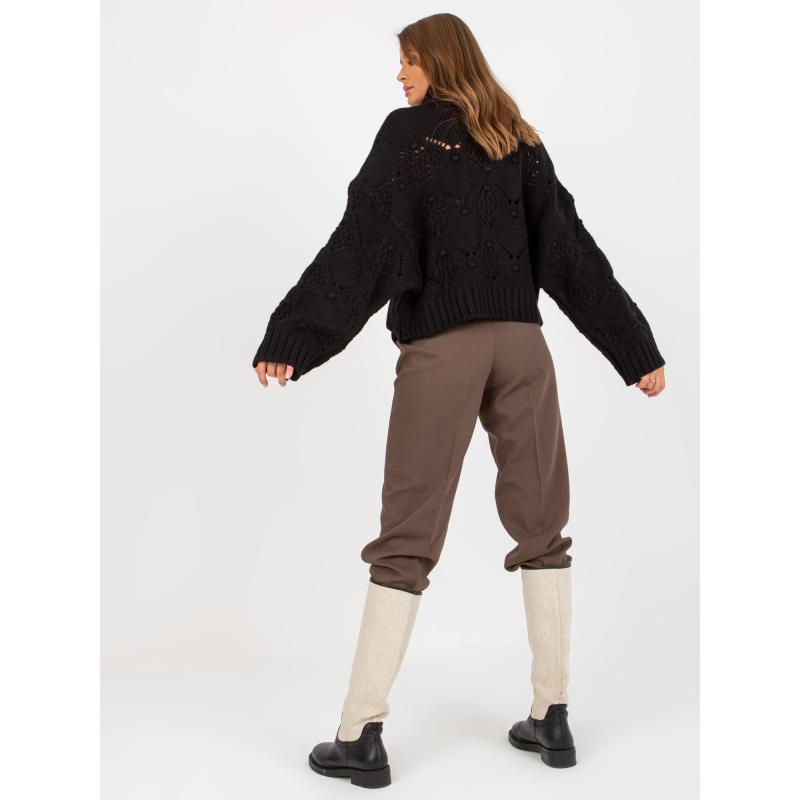 Dámský svetr s rolákem a vzorem CAYLIN černý 