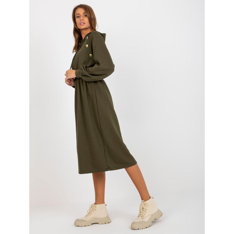 Dámské šaty s knoflíky midi ANNITA khaki