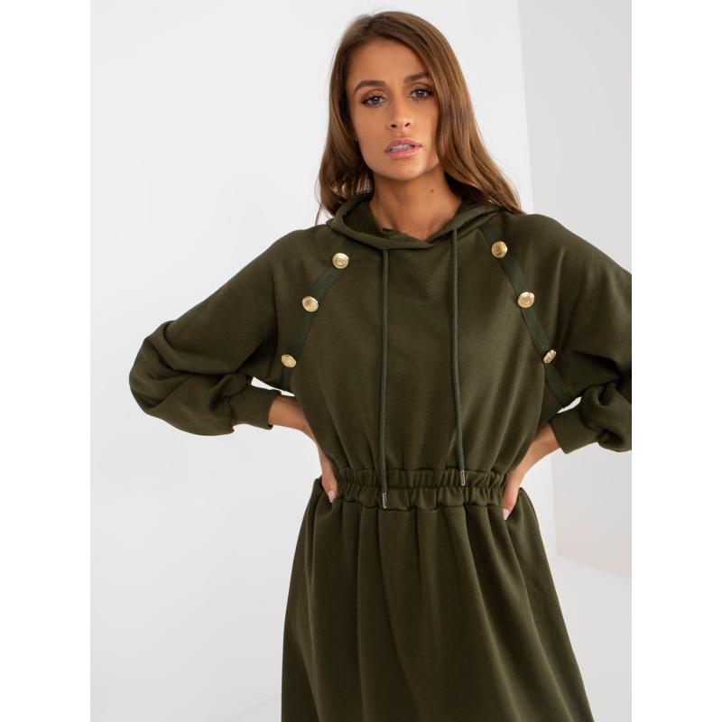 Dámské šaty s knoflíky midi ANNITA khaki