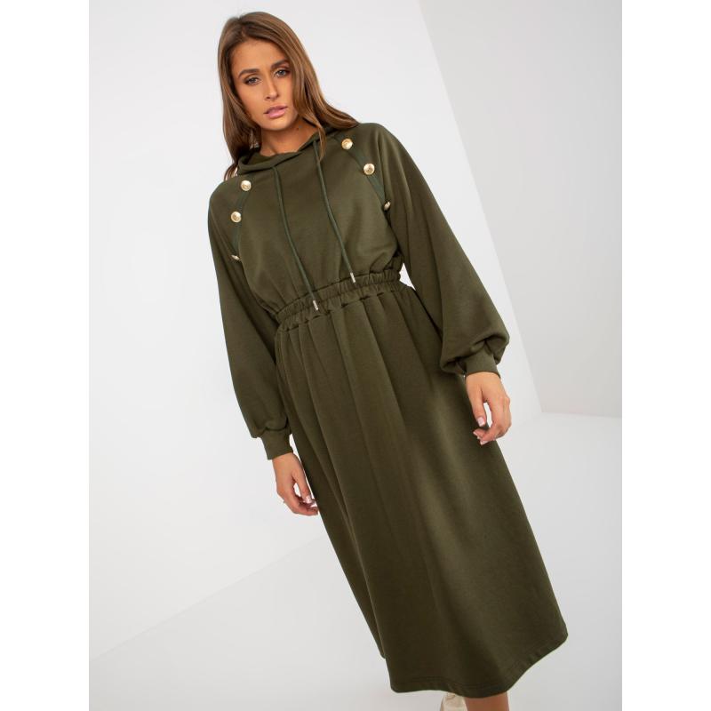 Dámské šaty s knoflíky midi ANNITA khaki