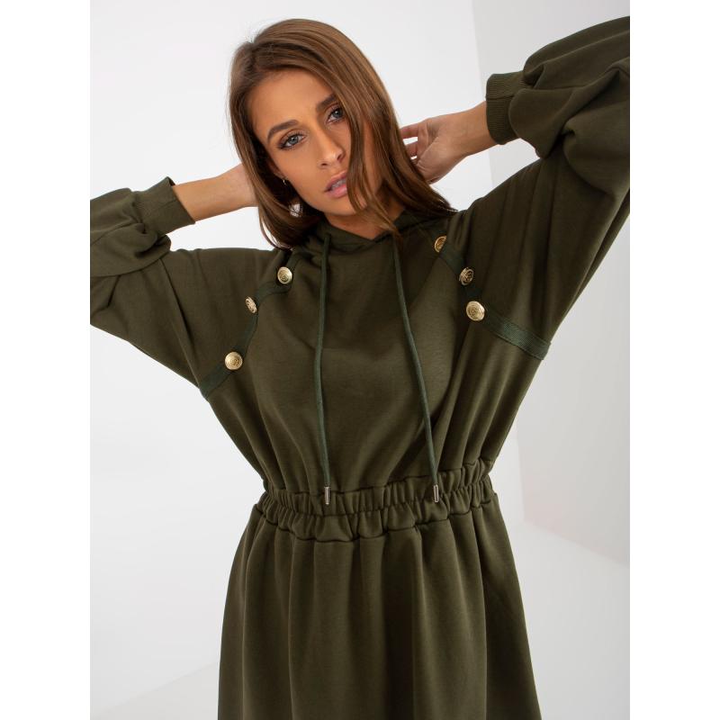 Dámské šaty s knoflíky midi ANNITA khaki