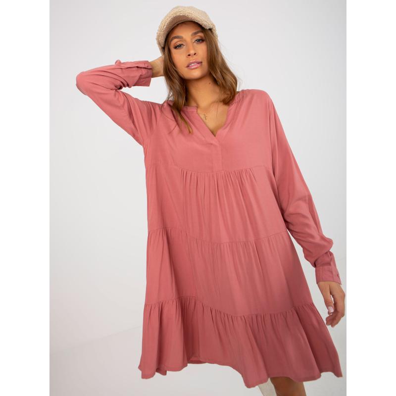 Női túlméretezett fodros ruha SUBLEVEL rózsaszín