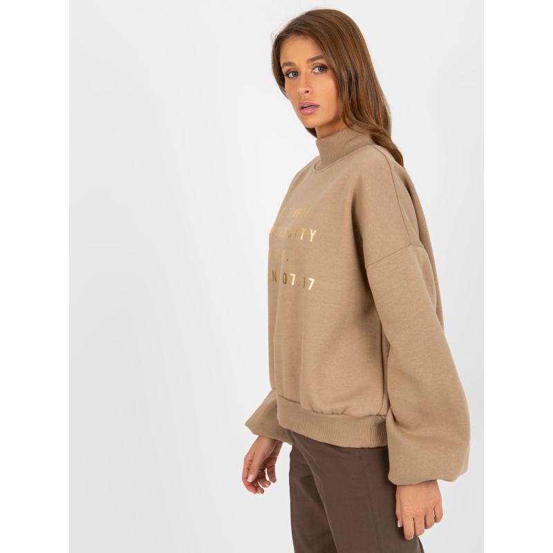 Női nyomtatott garbó pulcsi DORIS sötétbézs sötétbézs