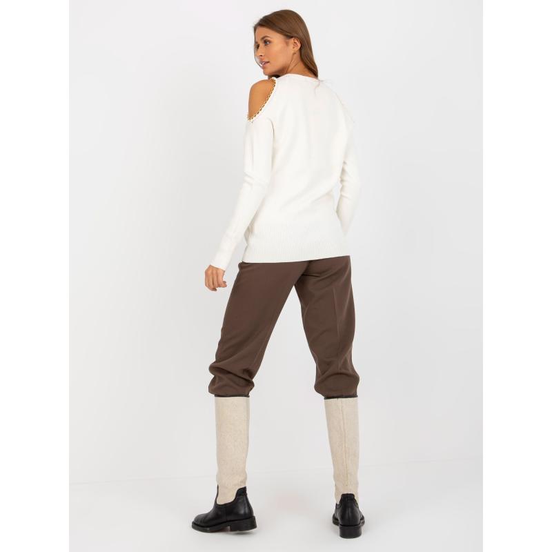 Dámský svetr s odhalenými rameny a řetízky LINA ecru