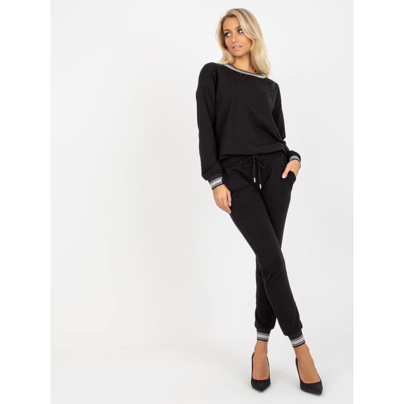 Női kétrészes pamut tréningruha BELLE fekete
