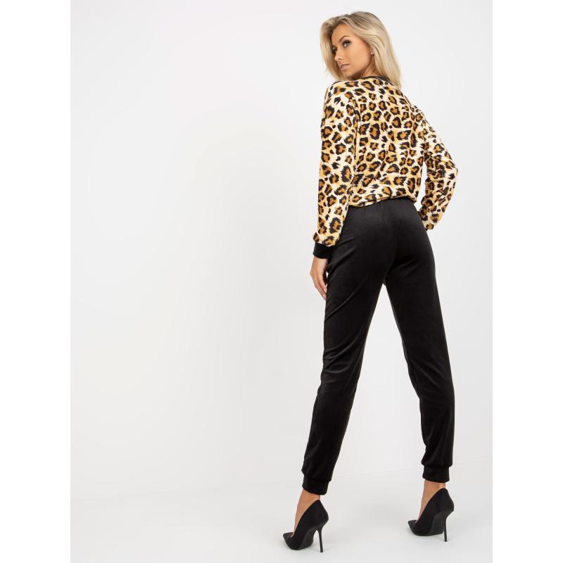 Dámský komplet s výstřihem do V RUE PARIS béžovo-černý 