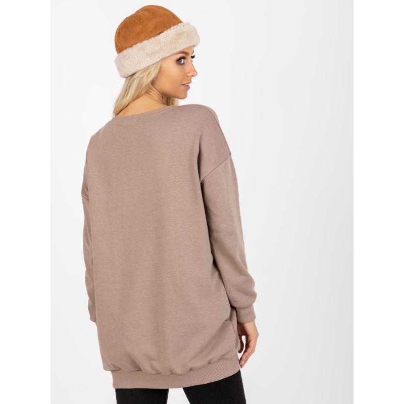 Női túlméretezett pulcsi zsebekkel KREA sötétbézs sötétbézs